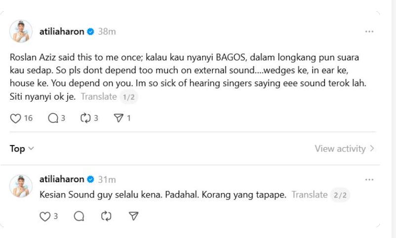 Atilia Kongsi Pesanan Roslan Aziz: “Kalau Nyanyi Bagus, Dalam Longkang Pun Sedap”