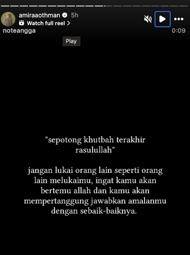 Amira Othman Kongsi Petikan Khutbah Jumaat, Pesan Jangan Lukai Hati Orang Lain