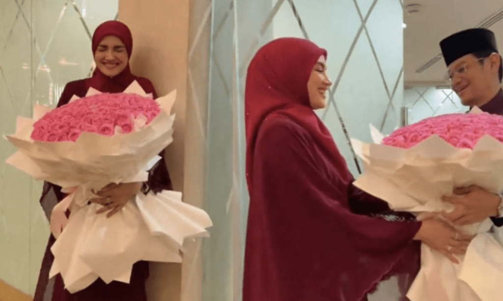 Que Haidar Hadiahkan Bunga Mawar Merah Jambu, Fazura Tersipu Malu